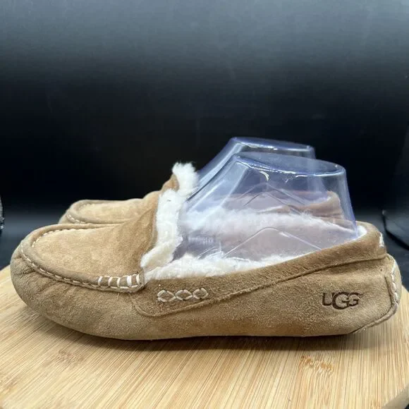 UGG Australia Women's Size 7 Ansley Tan Slippers 3312 Sherpa Lined Shoes - Picture 1 of 9